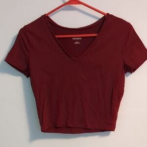 Wild Fable Deep Red V-Neck Crop Top